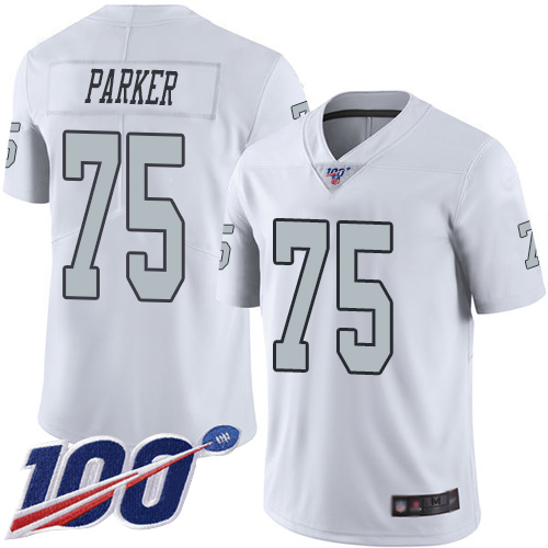 Men Oakland Raiders Limited White Brandon Parker Jersey NFL Football #75 100th Season Rush Vapor Jersey->oakland raiders->NFL Jersey